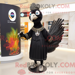 Máscara de pavão preto com...