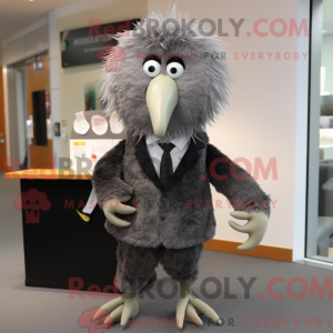 Grå Kiwi-maskotdraktfigur...