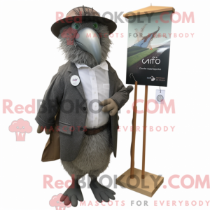 Grå Kiwi-maskotdraktfigur...