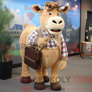Beige Jersey Cow mascot...