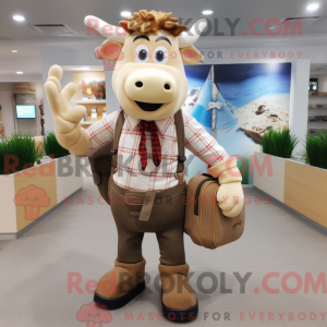 Beige Jersey Cow mascot...