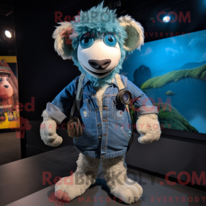 Teal Sheep-mascottekostuum...