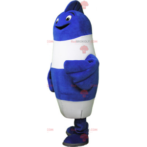 Mascotte di pesce azzurro e bianco - Redbrokoly.com