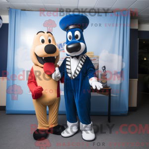 Blue Hot Dog mascot costume...