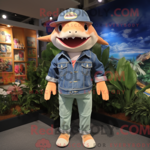 Peach Shark-mascottekostuum...