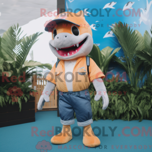 Peach Shark-mascottekostuum...