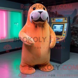 Peach Walrus maskot kostume...