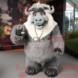 Grijze Yak mascottekostuum...