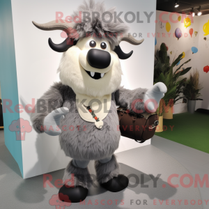 Grå Yak maskot kostume...