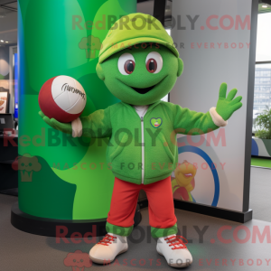 Green Juggle mascot costume...
