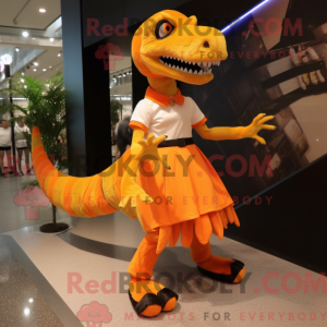 Orange Velociraptor maskot...