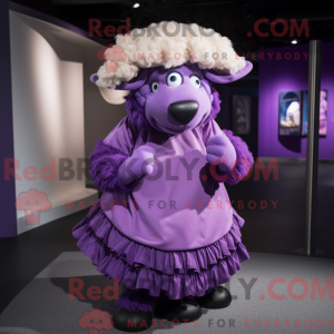 Purple Suffolk Sheep mascot...