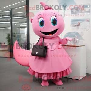 Pink Whale maskot kostume...