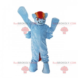 Blå ponnymaskot med tvåfärgad man - Redbrokoly.com