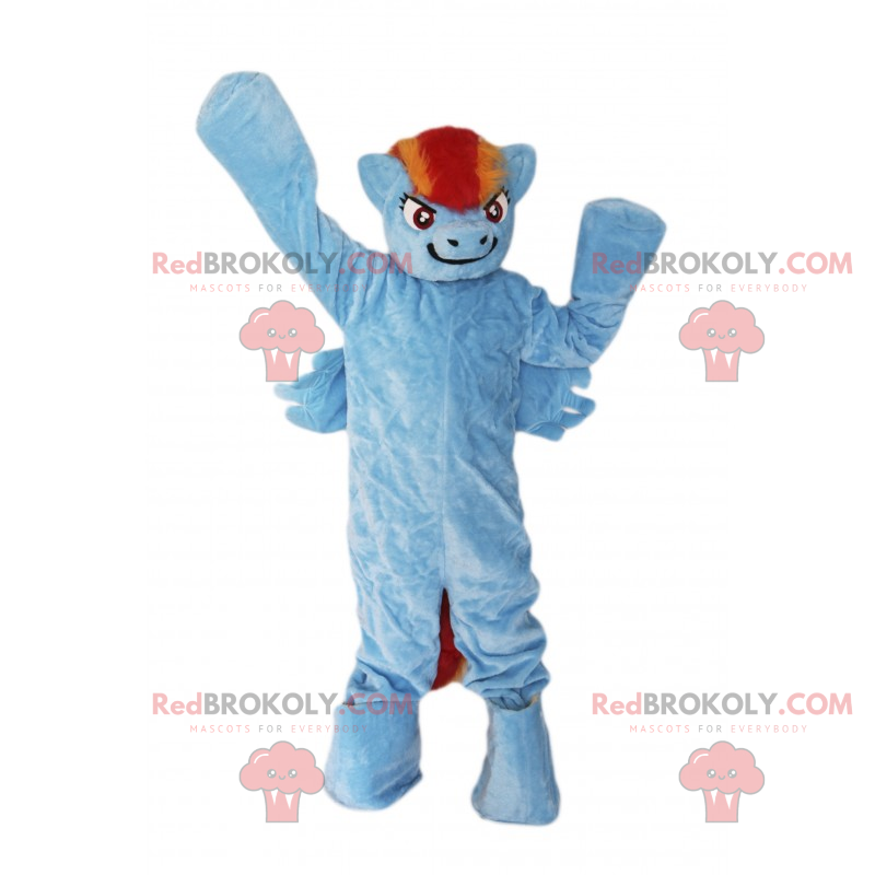 Mascote pônei azul com crina de dois tons - Redbrokoly.com Mascote pônei azul com crina de dois tons - Redbrokoly.com