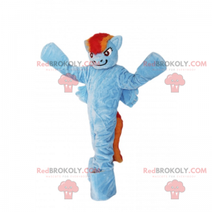 Blå pony maskot med tofarvet manke - Redbrokoly.com