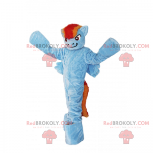 Mascotte de poney bleu avec crinière bicolore - Redbrokoly.com