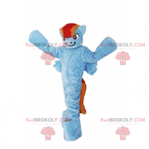 Blaues Pony-Maskottchen mit zweifarbiger Mähne - Redbrokoly.com