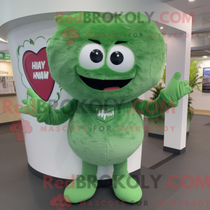 Green Heart mascot costume...