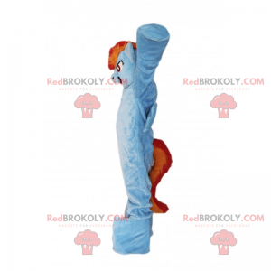 Mascotte de poney bleu avec crinière bicolore - Redbrokoly.com