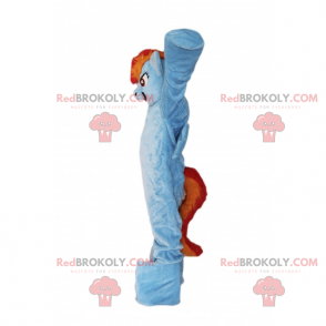 Mascotte de poney bleu avec crinière bicolore - Redbrokoly.com