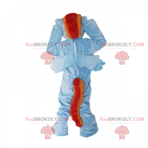 Blaues Pony-Maskottchen mit zweifarbiger Mähne - Redbrokoly.com