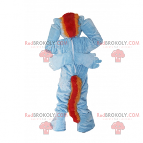 Mascotte de poney bleu avec crinière bicolore - Redbrokoly.com
