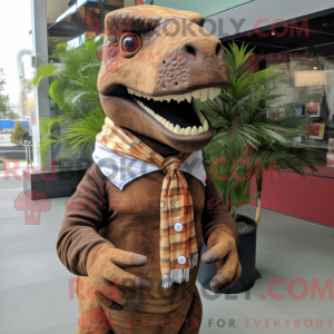 Brun Tyrannosaurus maskot...