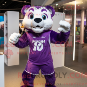 Fantasia de mascote Puma roxa com short de corrida e anéis - Puma mascotes - REBROKO_294978 - RedBrokoly.com