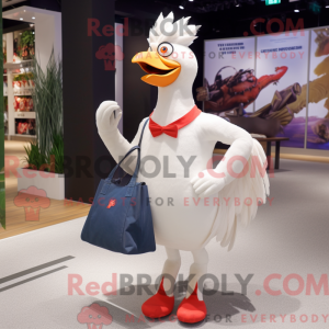 Witte Haan mascotte kostuum...
