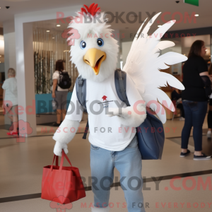 Hvit hane maskot drakt...