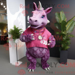 Magenta Rhinoceros maskot...