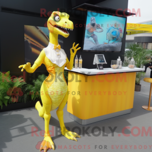 Gul Velociraptor maskot...