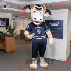 Navy Guernsey Cow máscara...