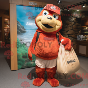 Rød laks maskot kostume...
