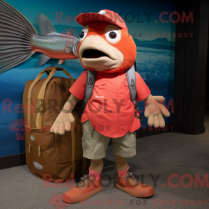 Rød laks maskot kostume...