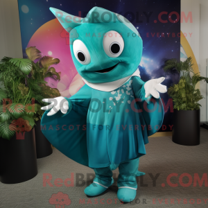 Teal Manta Ray Maskottchen...