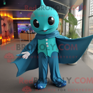 Teal Manta Ray mascot...