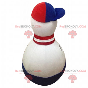 Blauw, wit, rood driekleurige bowling mascotte - Redbrokoly.com