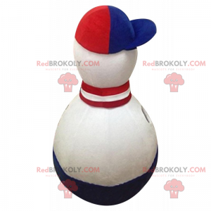 Blå, hvit, rød trefarget bowlingmaskot - Redbrokoly.com