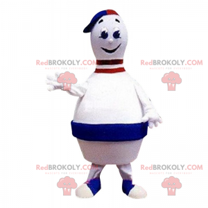 Mascote de boliche tricolor azul, branco e vermelho -