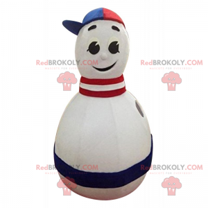 Blauw, wit, rood driekleurige bowling mascotte - Redbrokoly.com