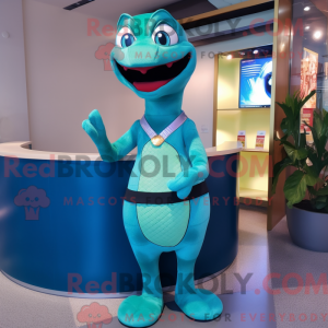 Cyaan Snake mascottekostuum...