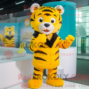 Gul Tiger maskot drakt...