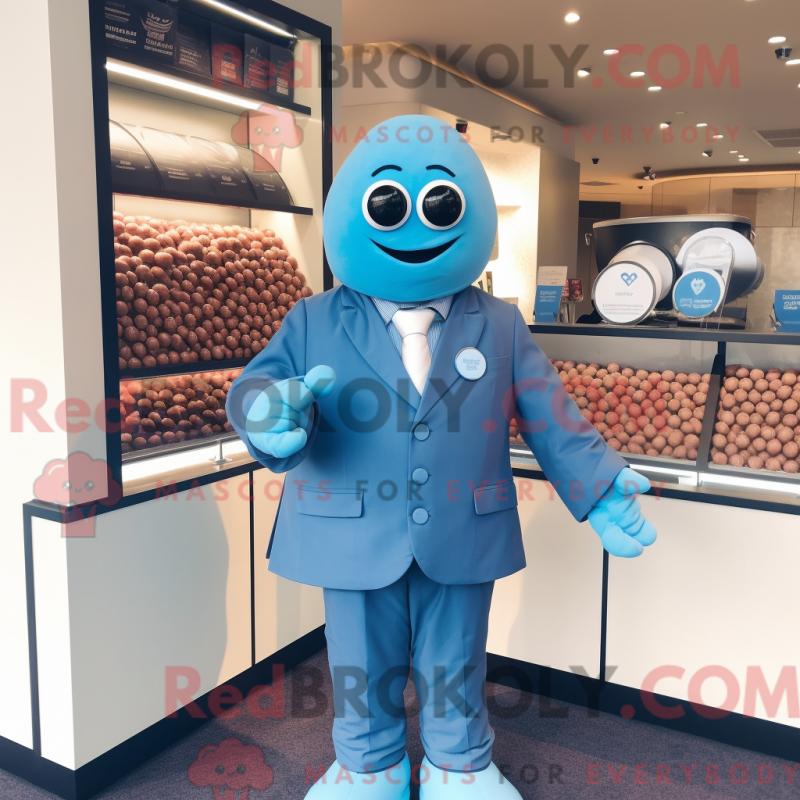 Fantasia de mascote Sky Blue Chocolates com terno e luvas - Mascotes chocolates - REBROKO_295157 - RedBrokoly.com