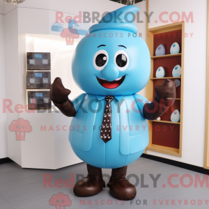 Fantasia de mascote Sky Blue Chocolates com terno e luvas - Mascotes chocolates - REBROKO_295159 - RedBrokoly.com