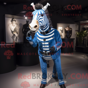 Blå Zebra-maskotdraktfigur...
