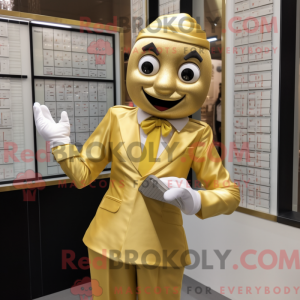 Gold Mime mascot costume...