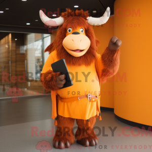 Orange Yak maskot kostume...
