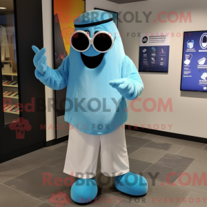 Fantasia de mascote Sky Blue Ghost com bermuda e abotoaduras - Mascotes fantasmas - REBROKO_295214 - RedBrokoly.com
